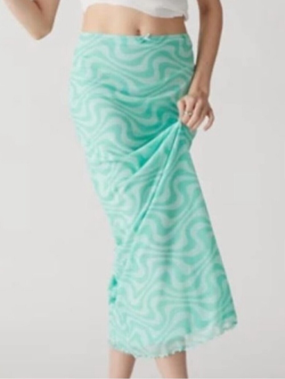 Urban Outfitters Womens Swirl Print Mesh Maxi Skirt XS
